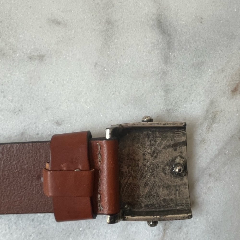Frank Daniel Buckle Casual 1 1/2" wide Genuine Leather Belt . Italy .39.5” Long - Picture 15 of 16
